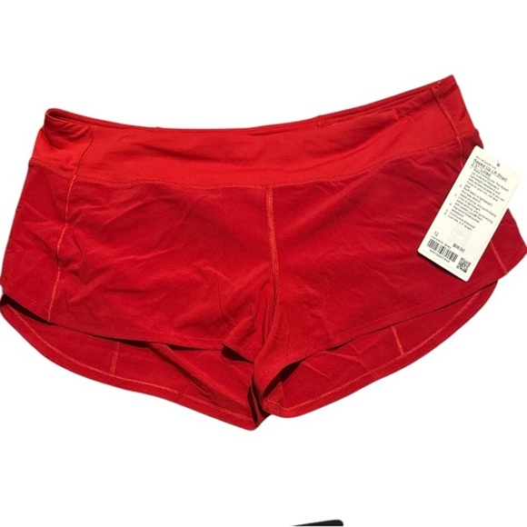 Lululemon shorts Red Speed Up 2.5 NEW size 12 lined running - Picture 3 of 8